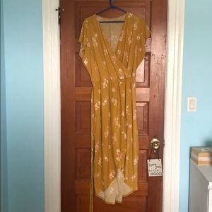 Mustard yellow floral dress